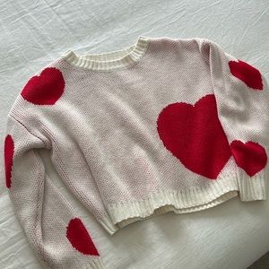 Heart cropped valentines sweater